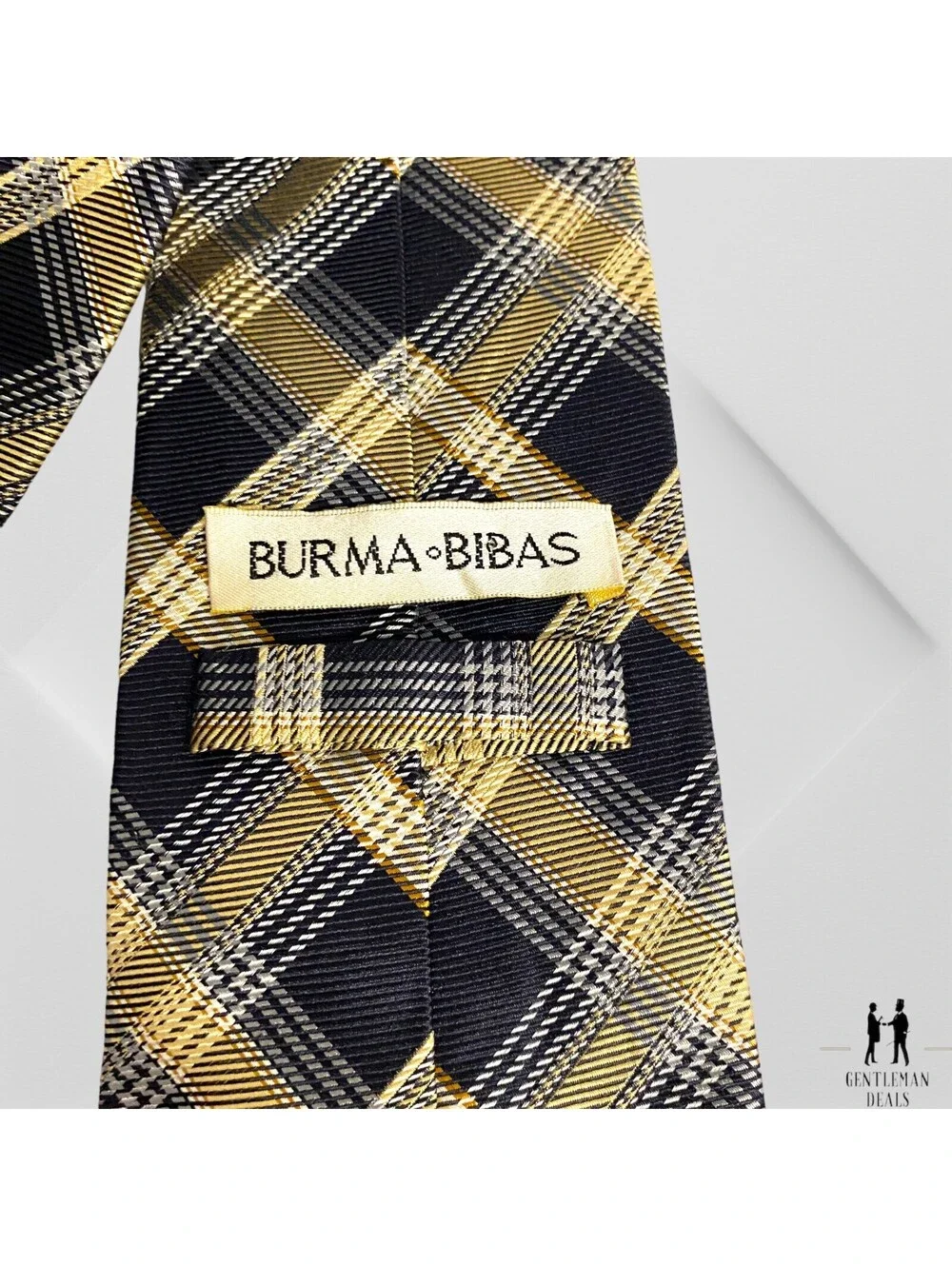 Burma Bibas Silk Mens Neck Tie Woven Tartan Glen Check Plaid  59 x3.3/4